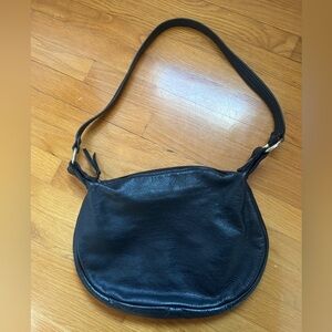 Black Genuine Leather Shoulder Bag | Minimal Everyday Purse